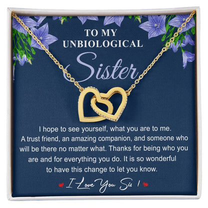 Collection Unbiological Sister - Love You Sis ! Interlocking Hearts Necklace