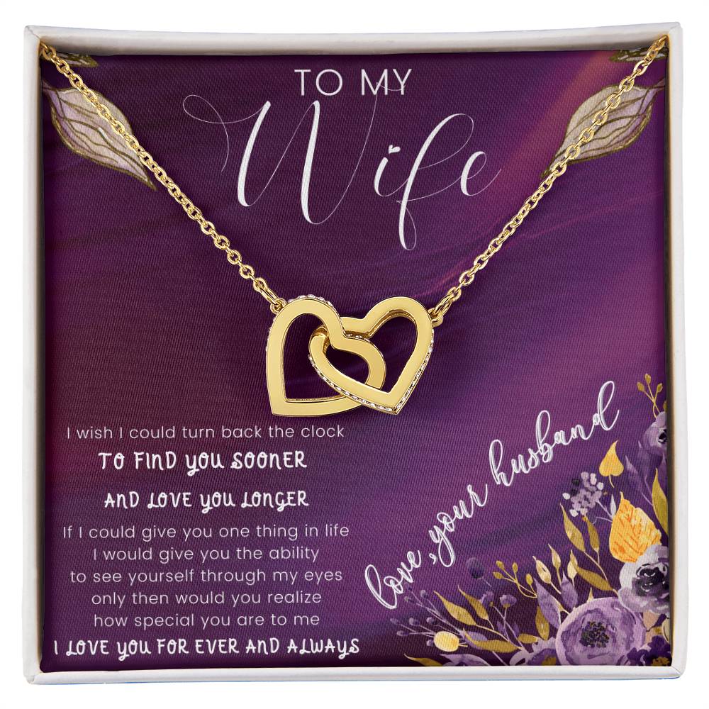To My Wife Heart Lock Necklace Interlocking Hearts Necklace