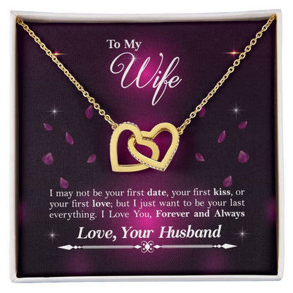 To My Wife Interlocking Hearts Necklace - Gift For Wife