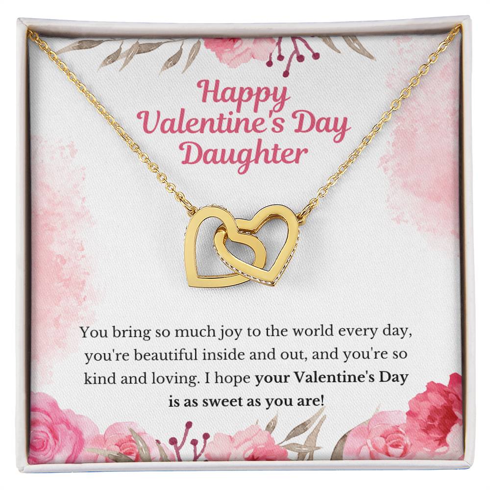 Valentine'S Gift For Daughter- Hope Your Valentine'S Day Is As Sweet As You Are Interlocking Hearts Necklace