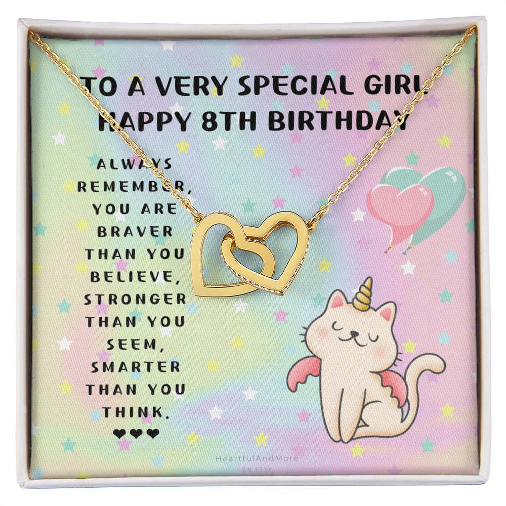 8Th Birthday Gift 8Th Birthday Necklace Gift Happy 8Th Birthday Gift Gift For 8 Year Birthday Girl Interlocking Hearts Necklace