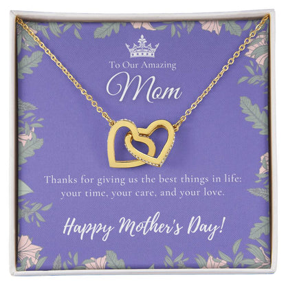 To Our Amazing Mom Necklace Happy Mother’S Day Gift Personalized Mom Gift Mothers Necklace Gift For Mom Best Mom Gift Interlocking Hearts Necklace