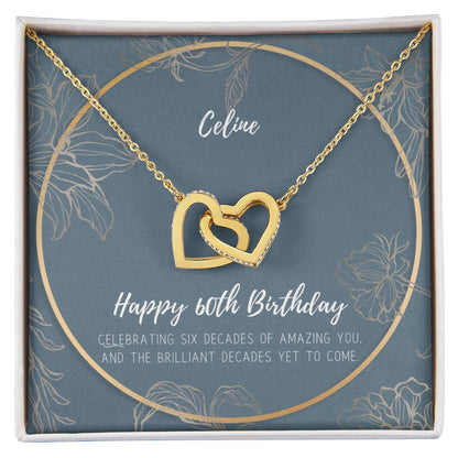 60Th Birthday Interlocking Hearts Necklace