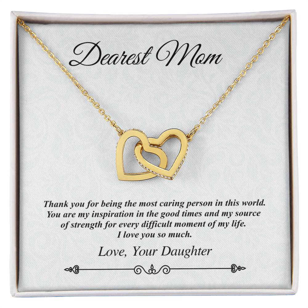 'Dearest Mom' Linked Hearts Necklace - The Most Caring Person In This World Interlocking Hearts Necklace