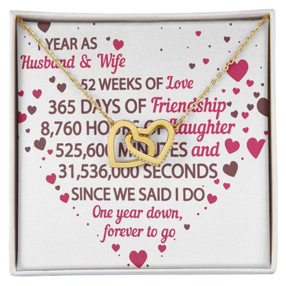 1St Anniversary Gift For Husband And Wife 1St Anniversary Gifts Interlocking Hearts Necklace