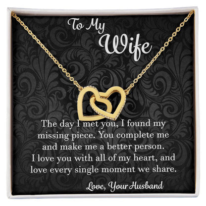 To My Wife The Day I Met You - Love Husband Interlocking Hearts Necklace