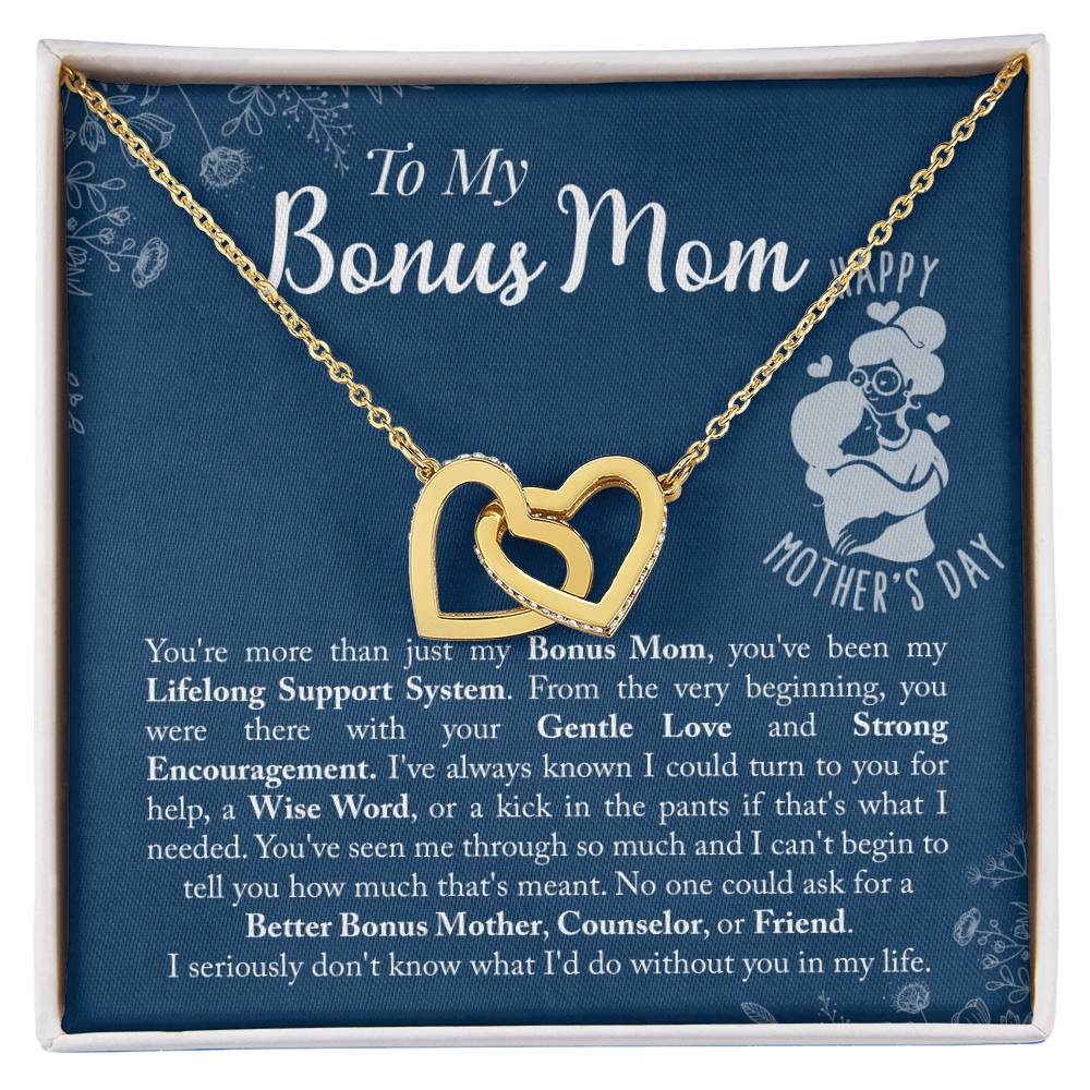 Bonus Mom - You'Ve Been My Lifelong Support System Interlocking Hearts Necklace