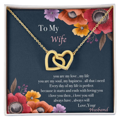 To My Wife Necklace Gift Set Interlocking Hearts Necklace
