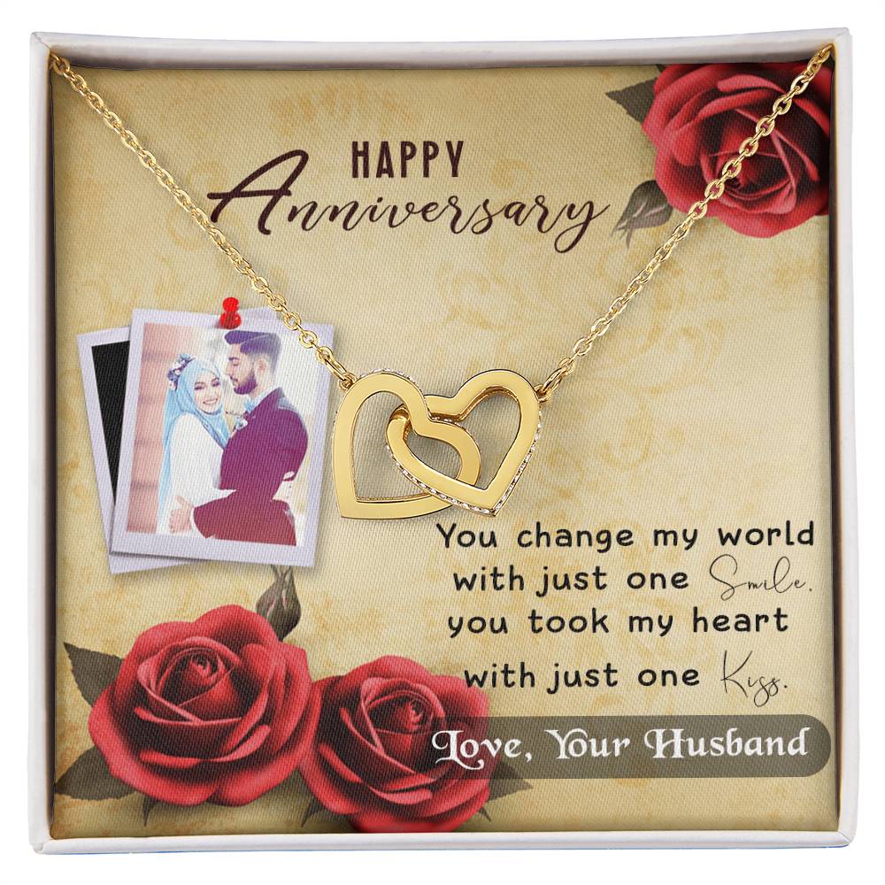 Anniversary Best Gift For Wife Interlocking Hearts Necklace With On Demand Message Card
