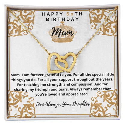 60Th Birthday Gift For Mum From Daughter Interlocking Hearts Necklace