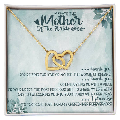To The Mother Of The Bride Interlocking Hearts Necklace Message Card