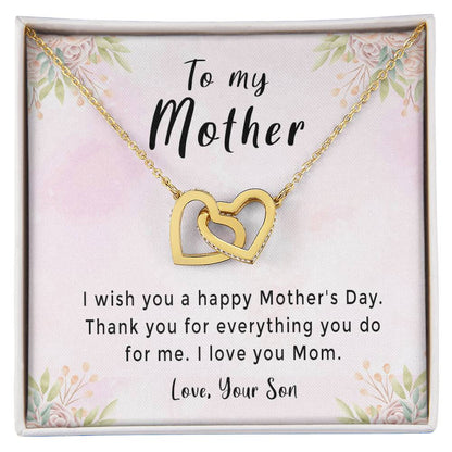 'Thank You For Everything You Do' Necklace Plus Message Card - Amazing Mother'S Day Gift Idea From Son Interlocking Hearts Necklace