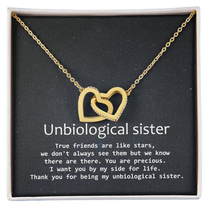 Unbiological Sister Necklace Soul Sister Sorority Sister Sister In Law Necklace Interlocking Hearts Necklace