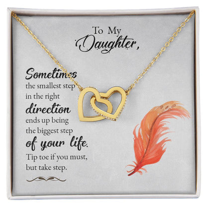 Collection Daughter -Sometimes The Smallest Step In The Right Derection - Interlocking Hearts Necklace