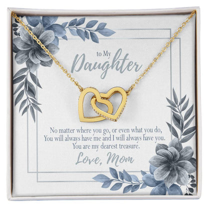 Dearest Treasure Mom To Daughter Gift Interlocking Hearts Necklace