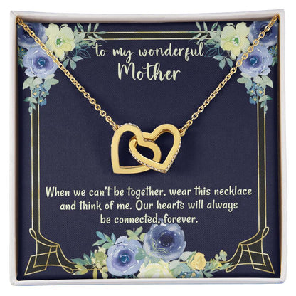 To My Wonderful Mother Our Hearts Will Always Be Connected Necklace Gift For Mom From Daughter Gift From Son Birthday Gift Mother'S Day Christmas Gift Celebration Interlocking Hearts Necklace