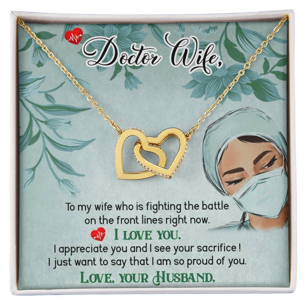 Dear Wife - I Appreciate You And I See Your Sacrifice - Interlocking Heart Necklace Interlocking Hearts Necklace