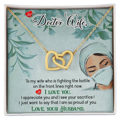 Dear Wife - I Appreciate You And I See Your Sacrifice - Interlocking Heart Necklace Interlocking Hearts Necklace