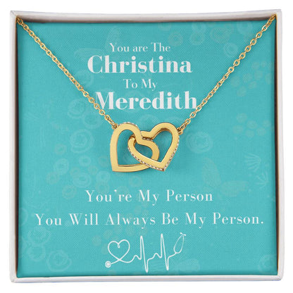 You Are The Cristina To My Meredith Joined Hearts Necklace Interlocking Hearts Necklace