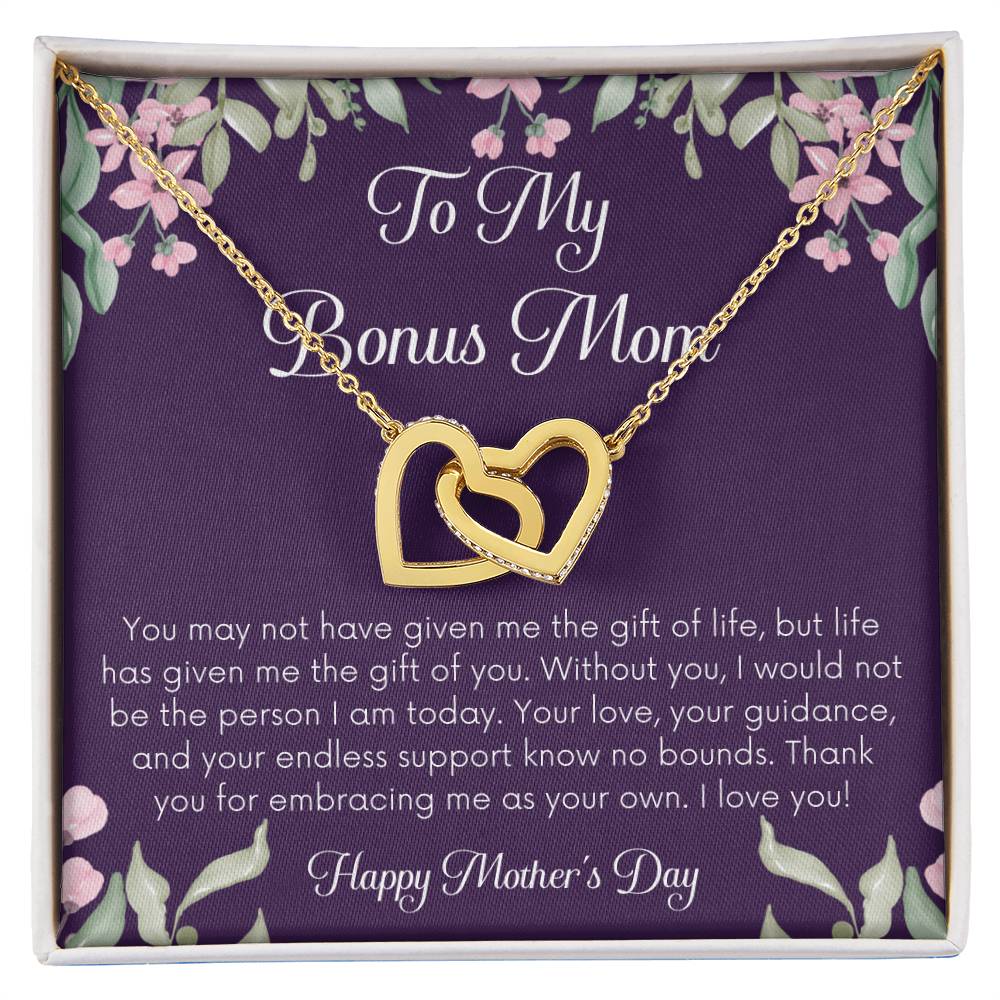 Bonus Mom Necklace Mothers Day Gift Daughterson To Mom Gift Bonus Mom Step Mom Gift Present For Stepmom On Mothers Day Stepped Up Mom Interlocking Hearts Necklace