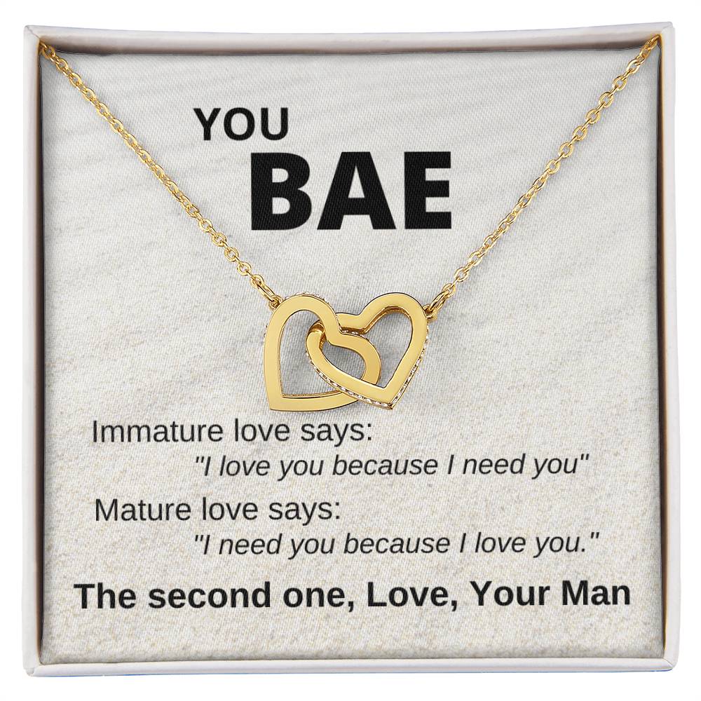 You Bae Linked Hearts Gift For Girlfriend Interlocking Hearts Necklace