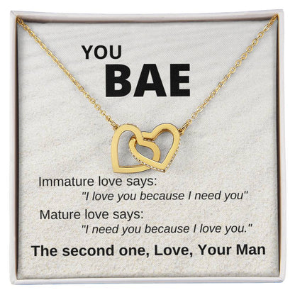 You Bae Linked Hearts Gift For Girlfriend Interlocking Hearts Necklace