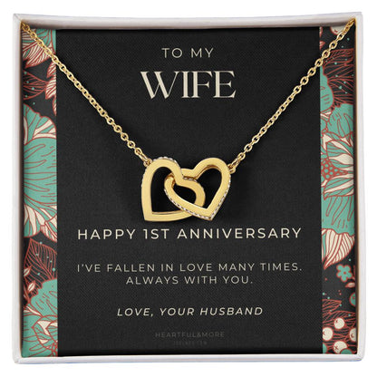 1 Year Anniversary Gift For Wife 1 Year Anniversary Gifts 1 Year Wedding Anniversary Gift Ideas 1St Wedding Anniversary Gift For Her Interlocking Hearts Necklace