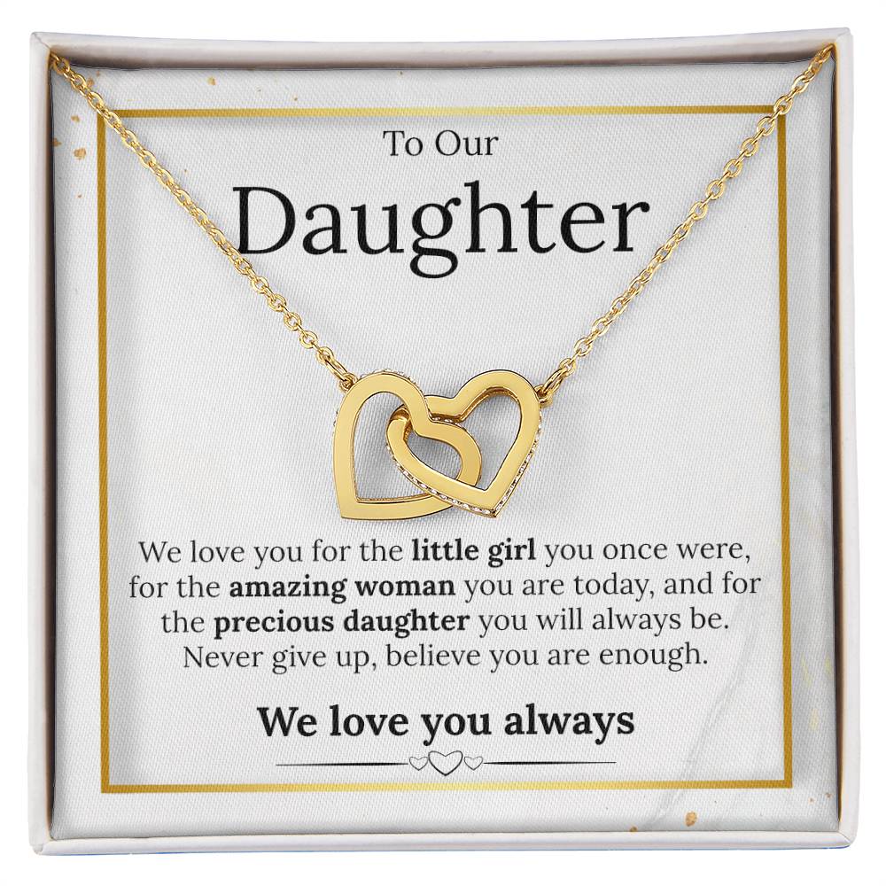 To Our Daughter Rose Gold Interlocking Heart Necklace Interlocking Hearts Necklace