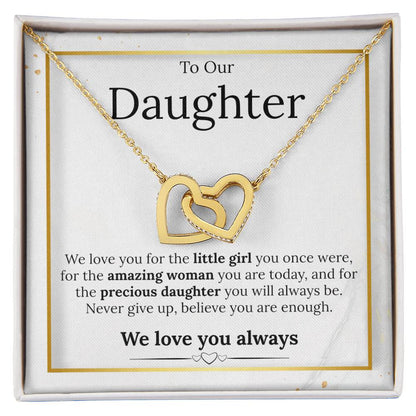 To Our Daughter Rose Gold Interlocking Heart Necklace Interlocking Hearts Necklace