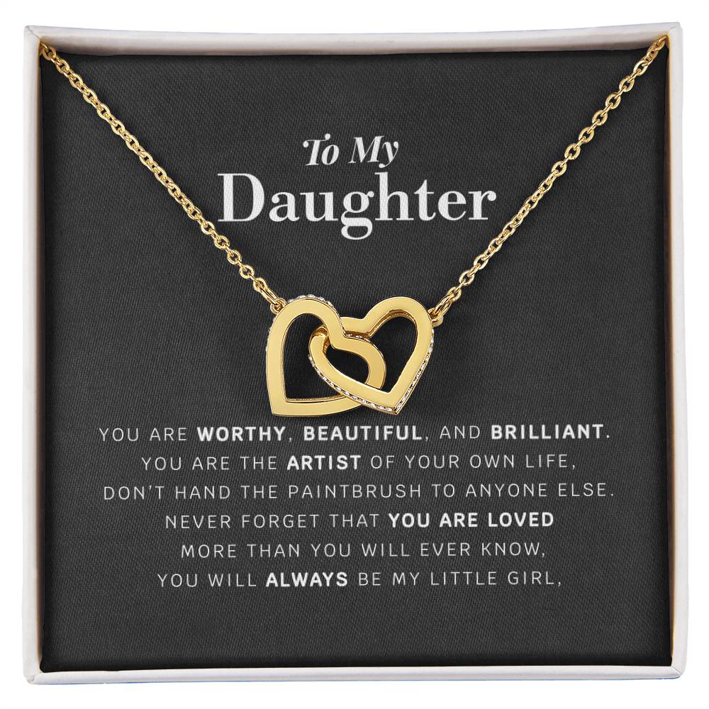 Daughter Necklace Gift From Mom Dad To Our Dear Daughter Present For Christmas Birthday Jewelry For Daughter From Parents Interlocking Hearts Necklace
