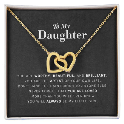 Daughter Necklace Gift From Mom Dad To Our Dear Daughter Present For Christmas Birthday Jewelry For Daughter From Parents Interlocking Hearts Necklace