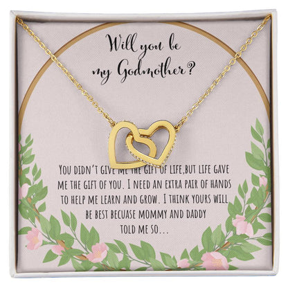 Will You Be My Godmother You Didn'T Give Me The Gift Of Life Interlocking Hearts Necklace