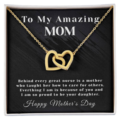 Amazing Mom - Interlocking Hearts - Mother'S Day - Nurse Interlocking Hearts Necklace