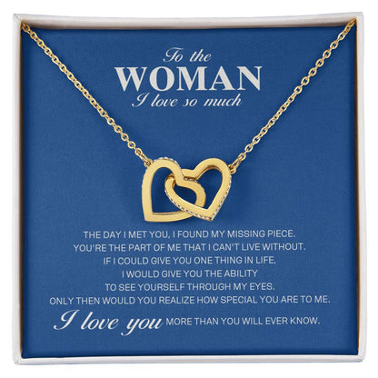 To The Woman I Love So Much - Interlocking Heart Necklace Interlocking Hearts Necklace