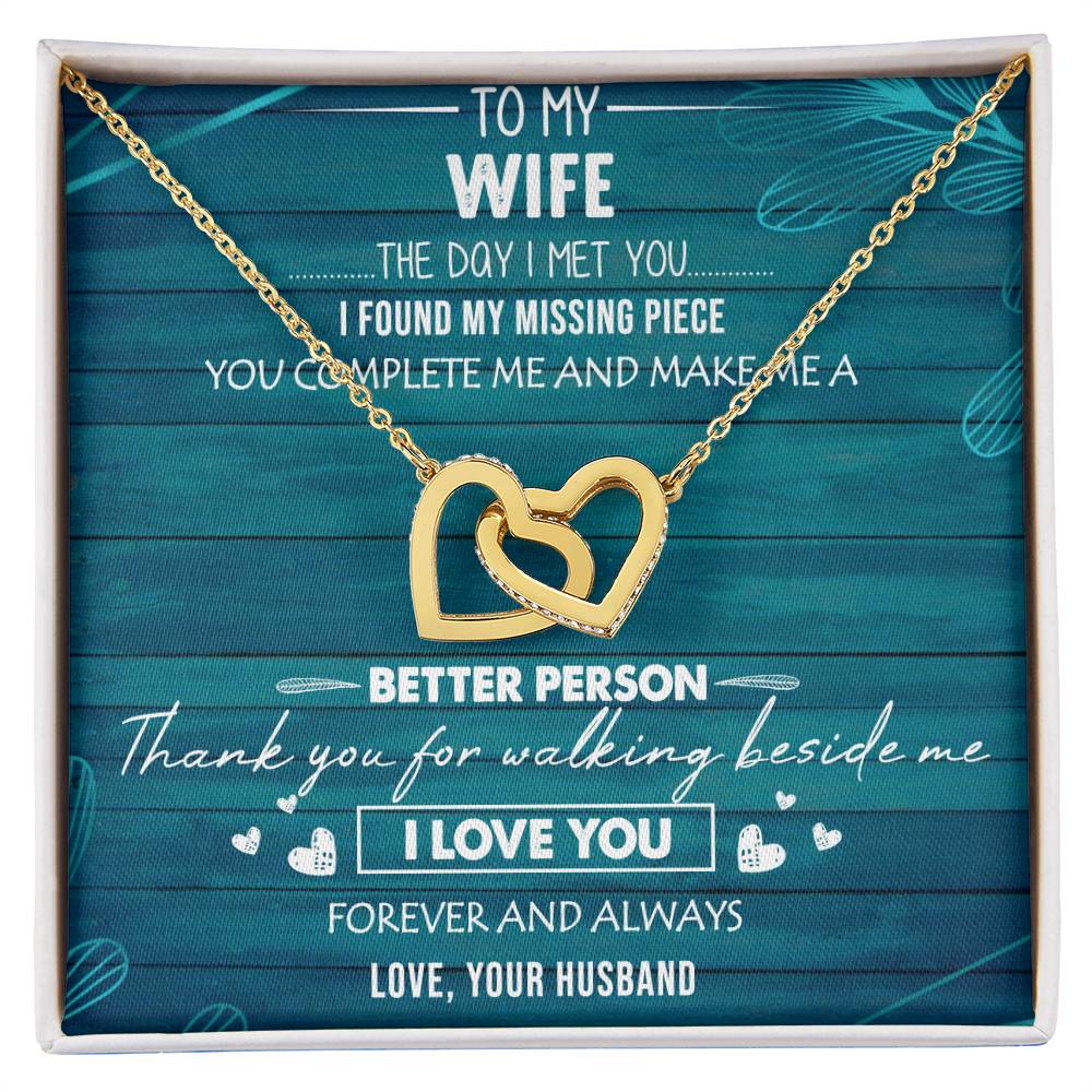 To My Wife Interlocking Hearts Necklace Message Card