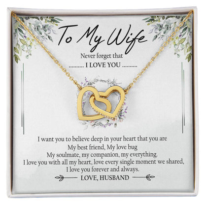 To My Wife My Best Friend Interlocking Hearts Necklace Mother'S Day Message Card