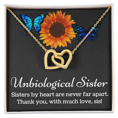 Unbiological Sister Necklace Interlocking Hearts Necklace