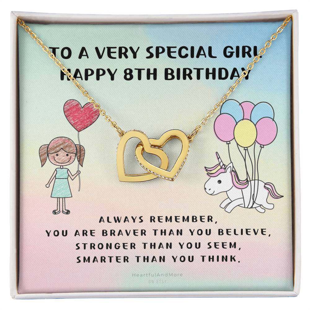8Th Personalized Birthday Gift Birthstone Name 8Th Birthday Necklace Gift Happy 8Th Birthday Gift Gift For 8 Year Birthday Girl Interlocking Hearts Necklace