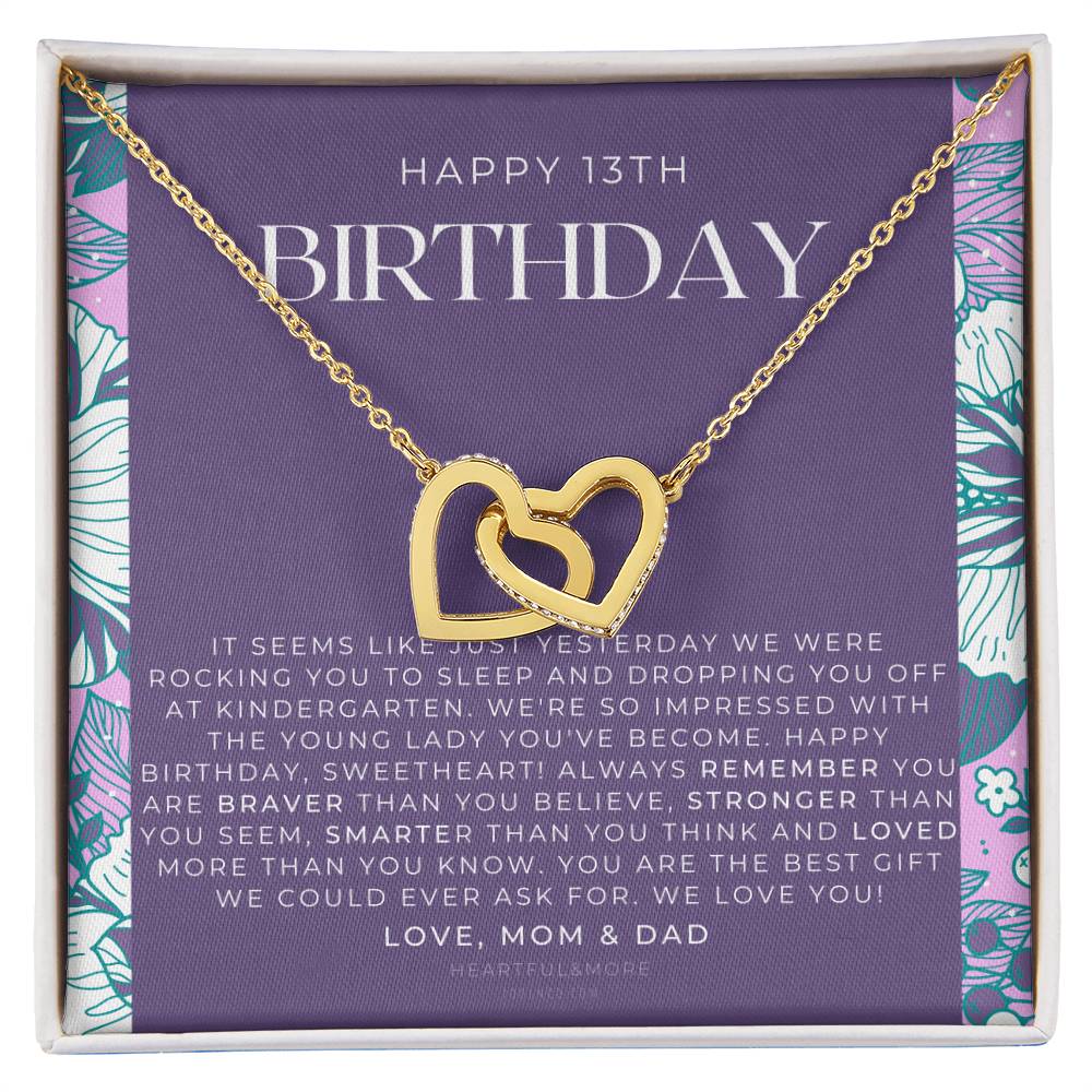Gift For 13 Year Old Girl Gifts 13Th Birthday Girl 13Th Birthday Gift Thirteenth Birthday Necklace Teen Birthday Gift Official Teenager Interlocking Hearts Necklace