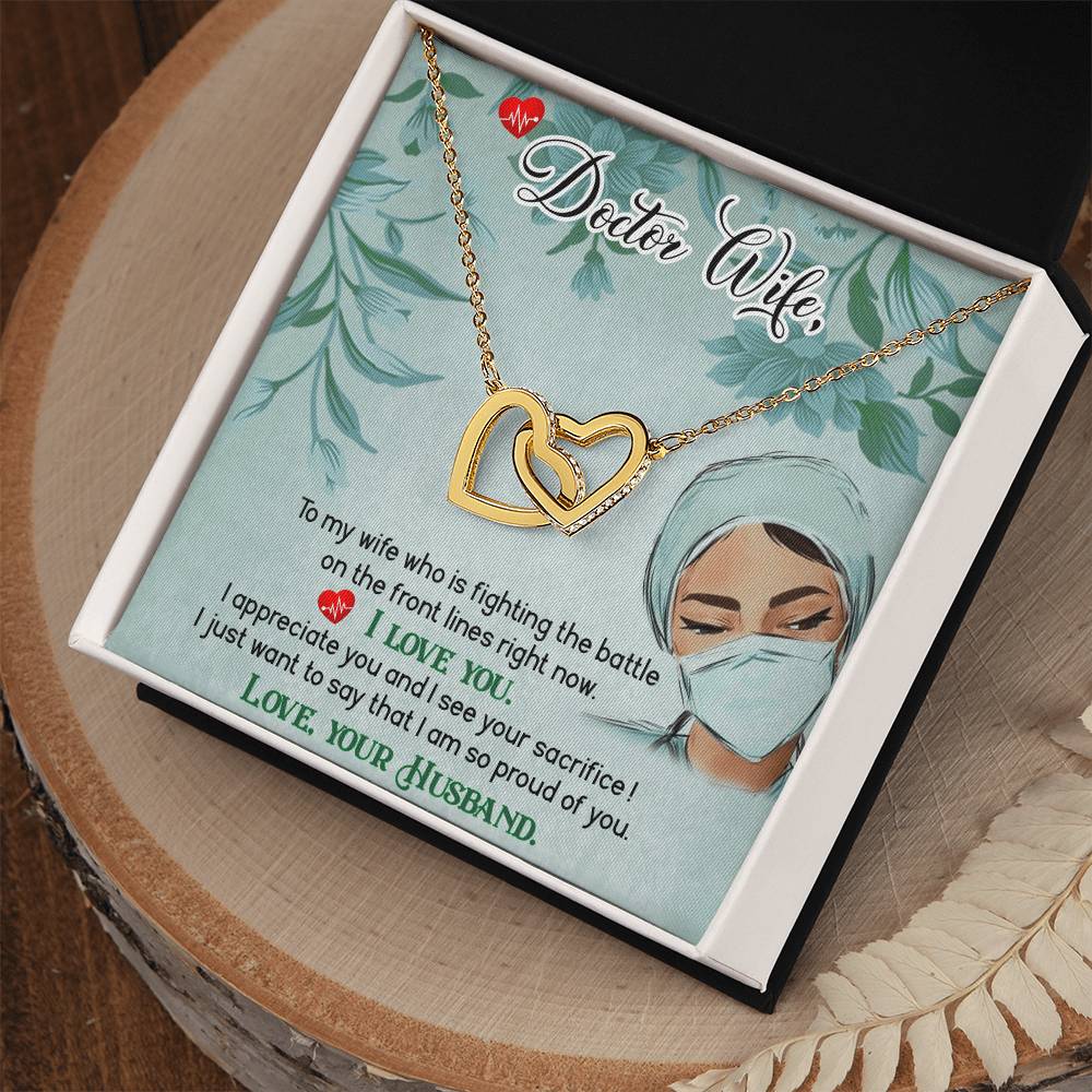 Dear Wife - I Appreciate You And I See Your Sacrifice - Interlocking Heart Necklace Interlocking Hearts Necklace