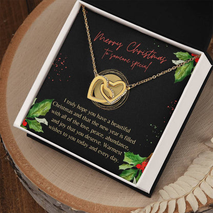 Christmas Interlocking Hearts Necklace Black Holly Someone Special