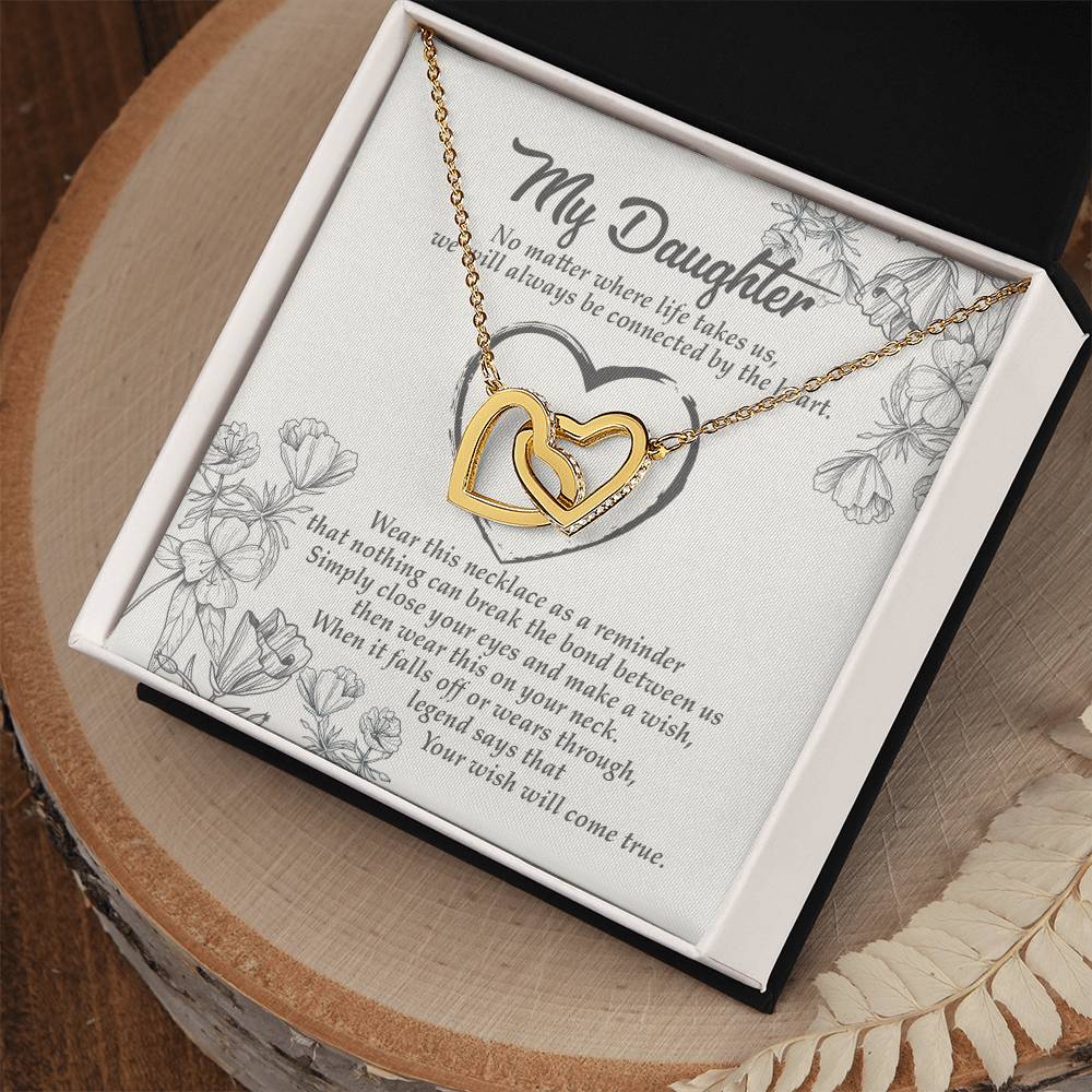 Your Wish Will Come True - Great Gift For Daughter Interlocking Hearts Necklace