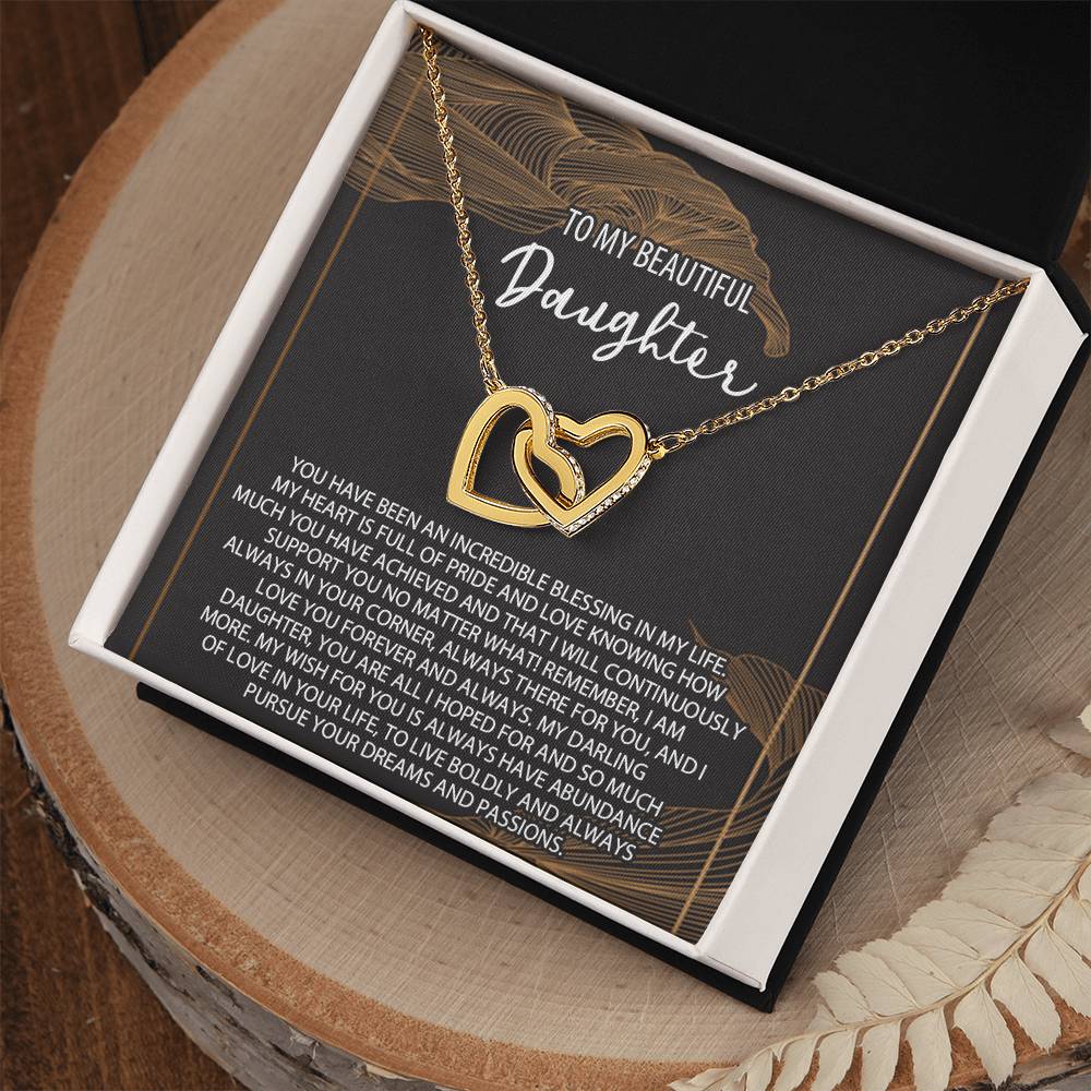 Daughter Necklace Gift Daughter Birthday Necklace To My Beautiful Daughter Interlocking Hearts Necklace Daughter Necklace Gift From Mom