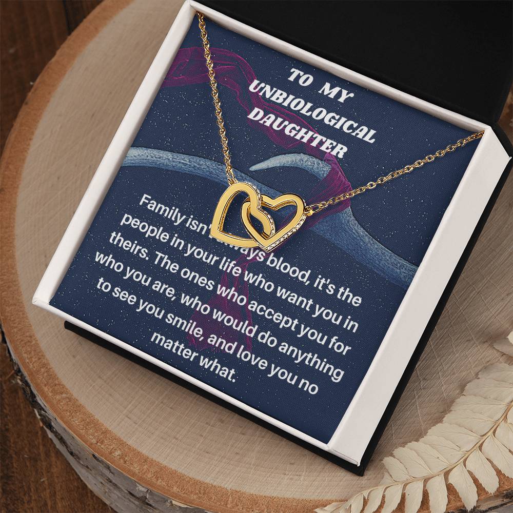 Unbiological Daughter Gift Step Daughter Gift Stepdaughter Necklace Daughter Jewelry Birthday Gift Interlocking Hearts Necklace