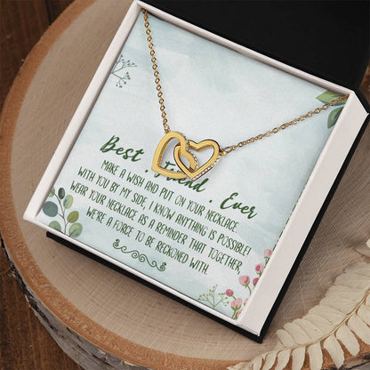 Best Friend Ever Interlocking Hearts Necklace Message Card