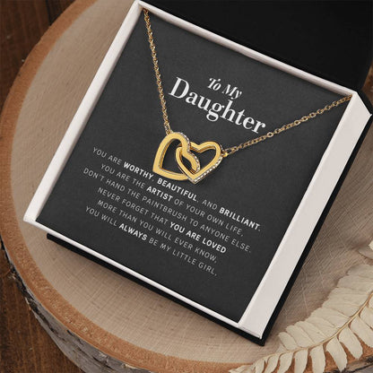 Daughter Necklace Gift From Mom Dad To Our Dear Daughter Present For Christmas Birthday Jewelry For Daughter From Parents Interlocking Hearts Necklace