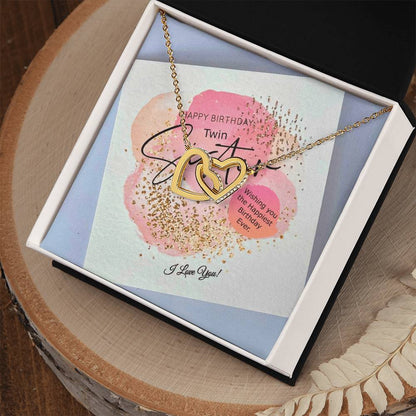 Double Hearts Necklace Happy Birthday Twin Sister Wishing You The Happiest Birthday Ever I Love You Interlocking Hearts Necklace