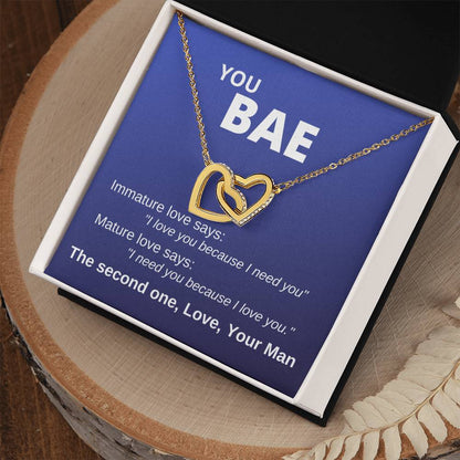 You Bae Linked Hearts Gift To Girlfriend Fiancee Wife Interlocking Hearts Necklace