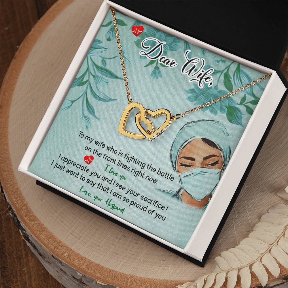 Amazing Front Line Wife Interlocking Hearts Necklace