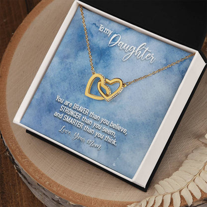 Daughter Braver Stronger Smarter Interlocking Hearts Necklace